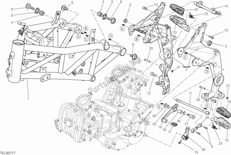 Todas as partes de Quadro, Armação do Ducati Multistrada 1200 S GT 2014